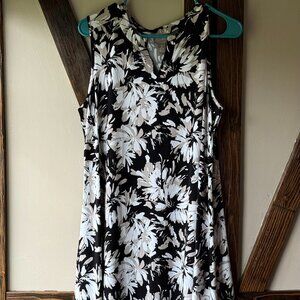 Chico's Neutral Floral Sleeveless Midi Dress